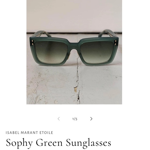 NWT Isabel Marant Sophy Rectangle Square frame acetate Designer Sunglasses GREEN - Picture 4 of 17